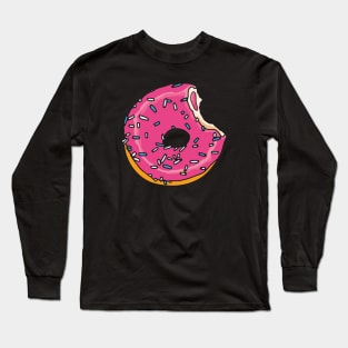 Bitten Pink Glazed Donut Long Sleeve T-Shirt